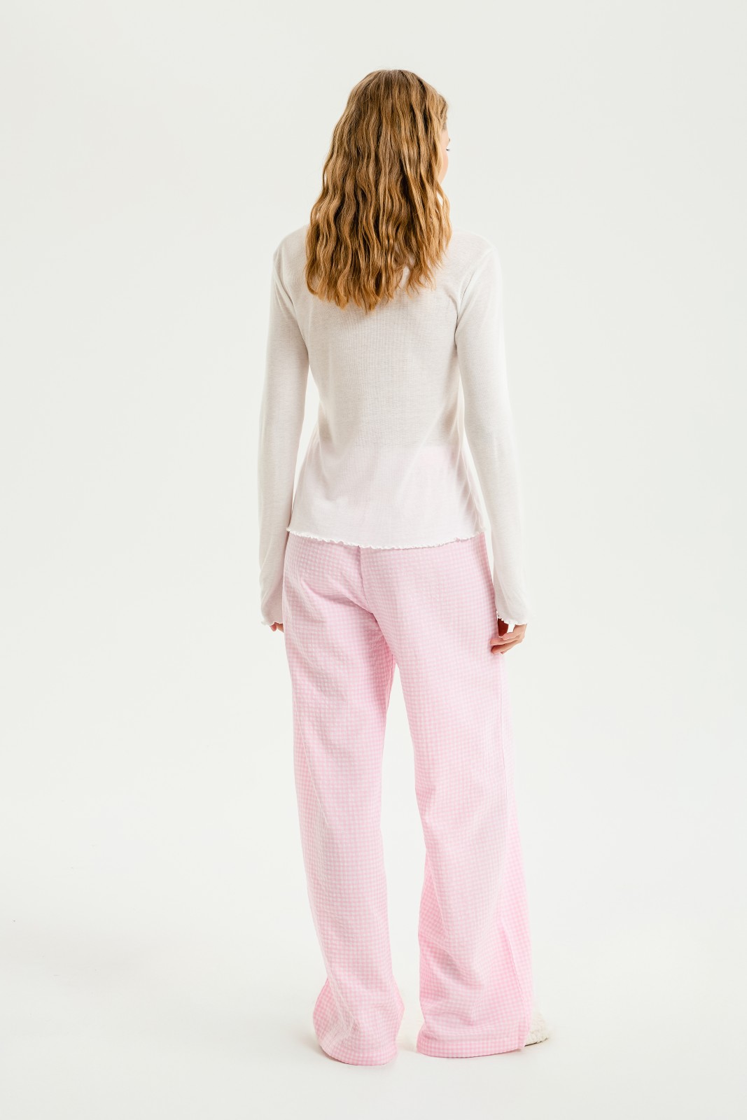 Прямые брюки на резинке с принтом