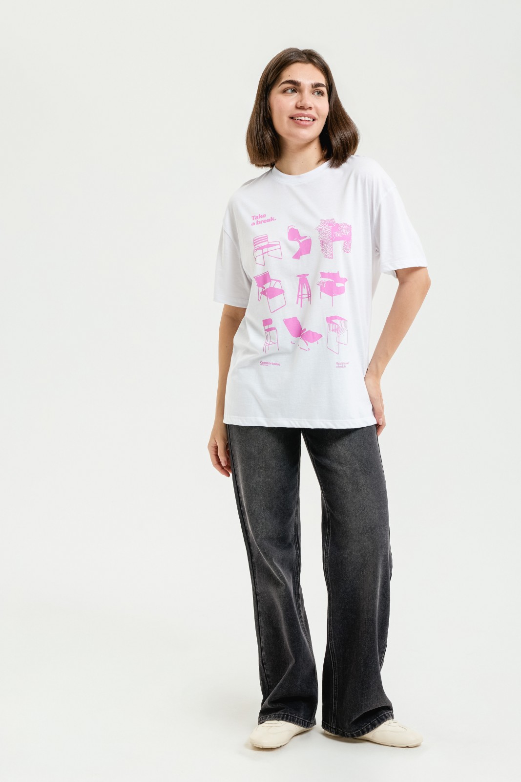 Футболка оверсайз из хлопка с принтом