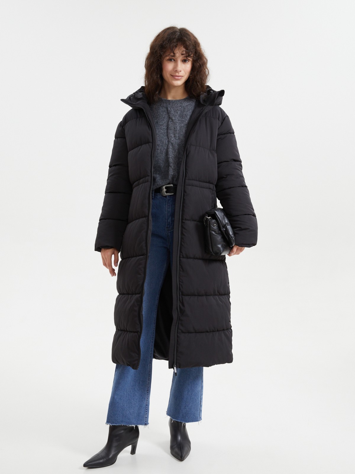 Тёплая куртка-пальто с капюшоном