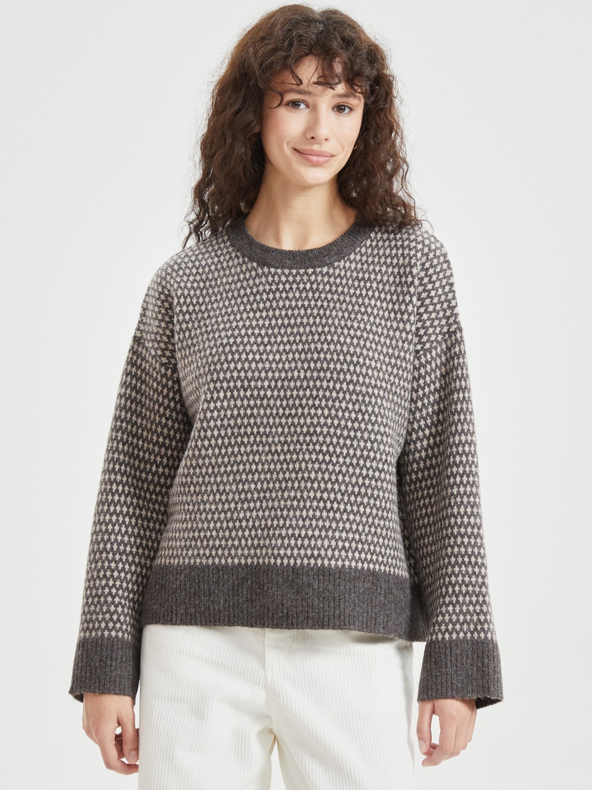 Вязаный джемпер оверсайз с шерстью