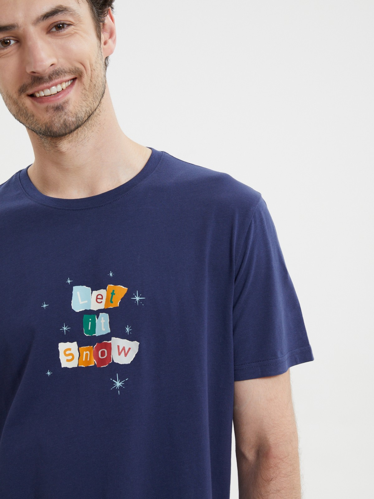 Новогодняя футболка из хлопка с принтом