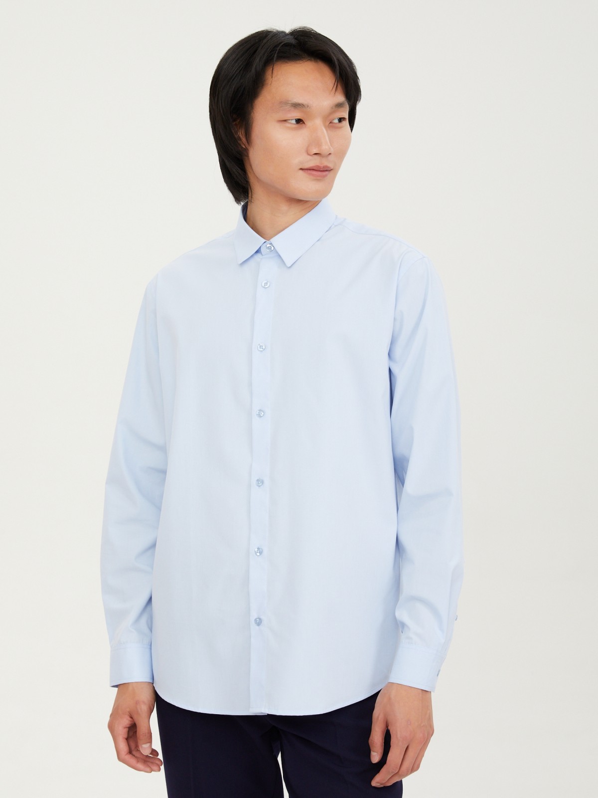 Офисная прямая рубашка с длинным рукавом