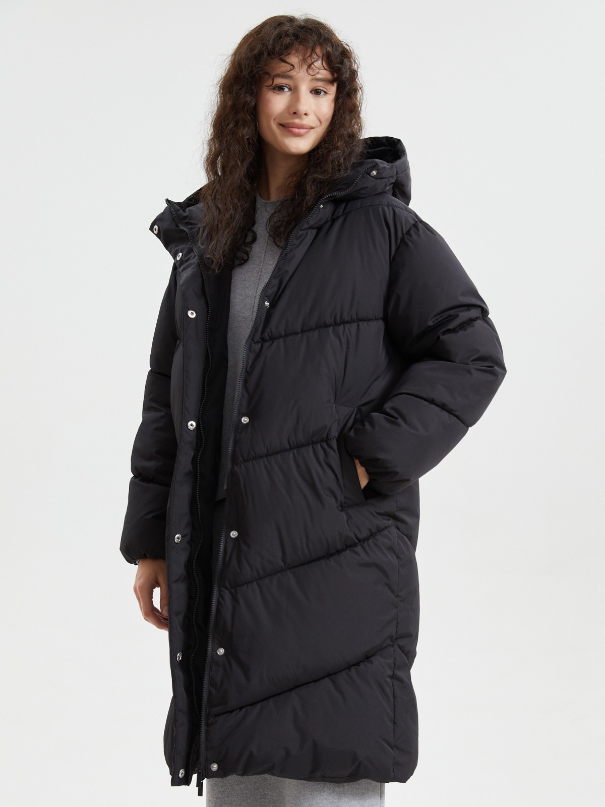 Тёплая куртка-пальто с капюшоном