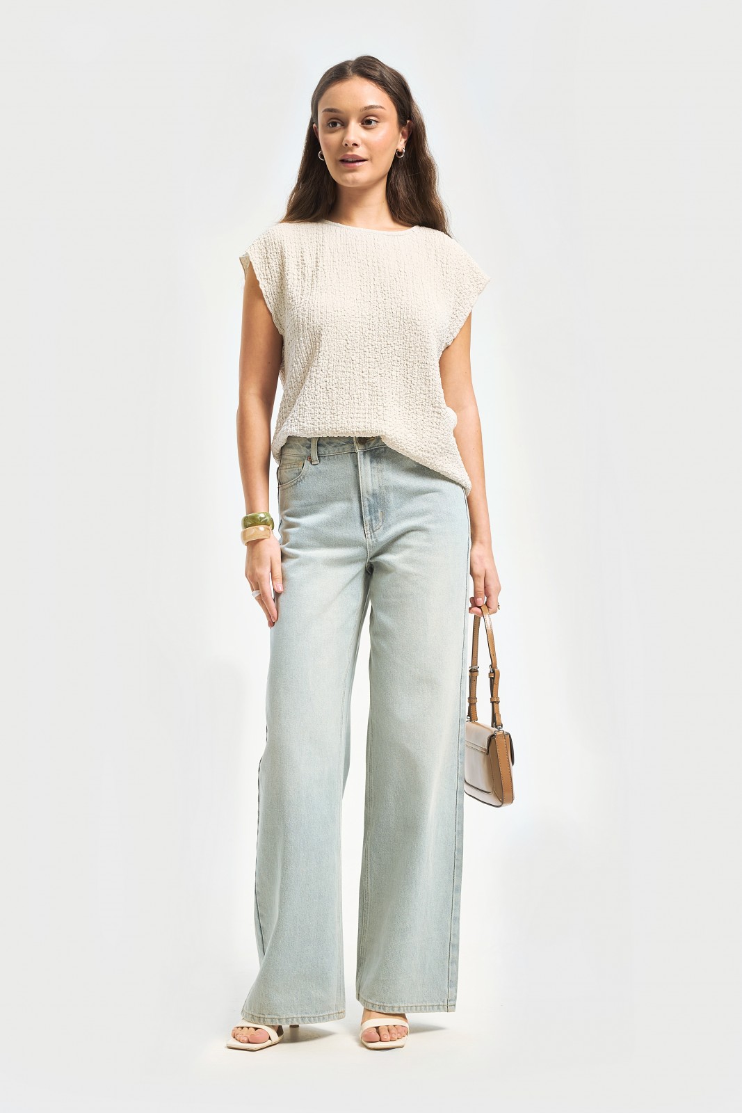 Блузка с коротким рукавом из жатой ткани