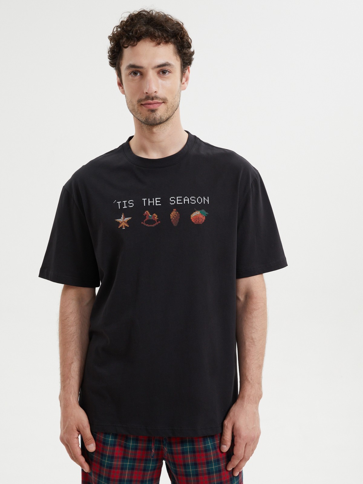 Новогодняя футболка из хлопка с принтом