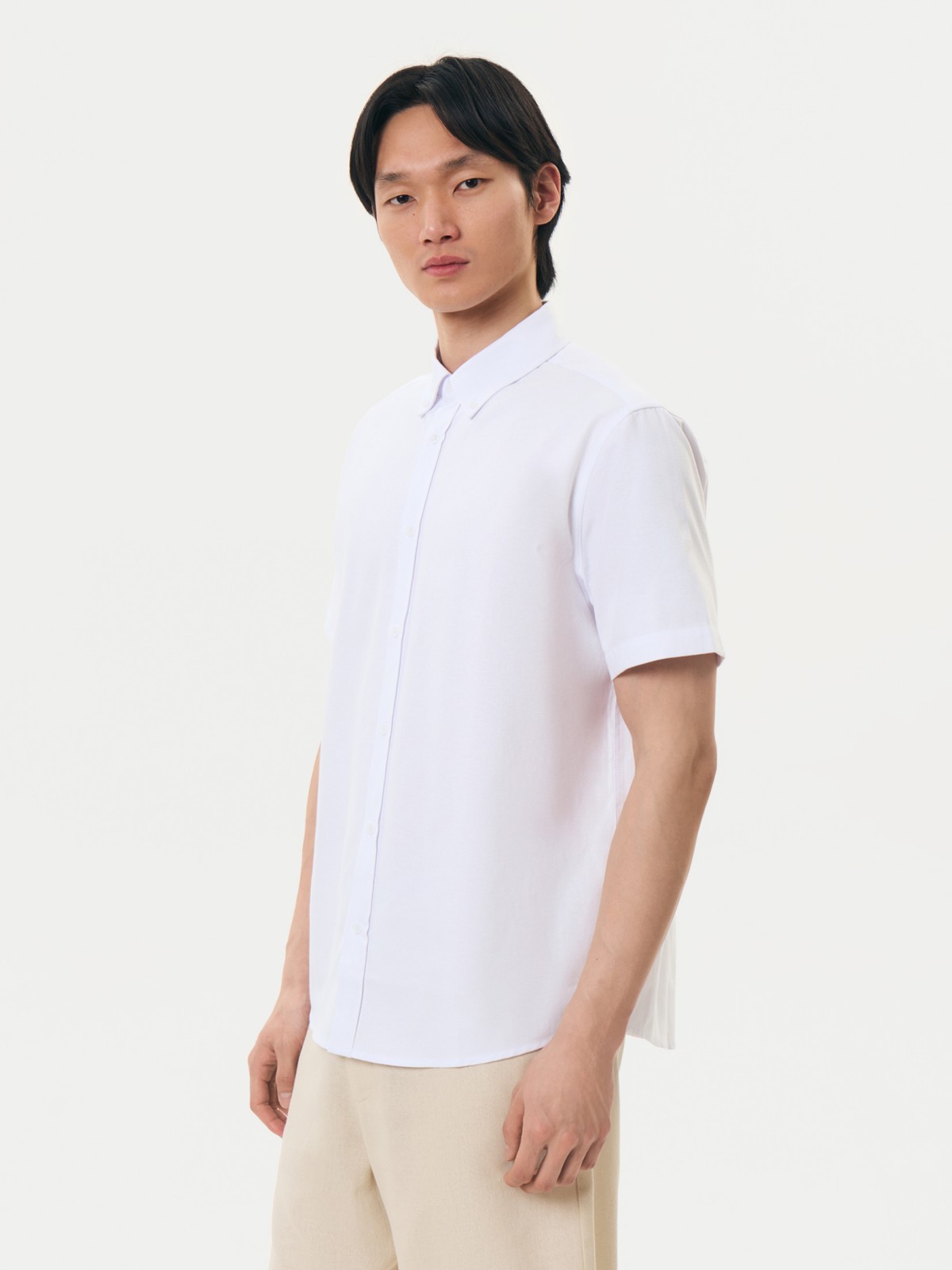Рубашка прямого силуэта с коротким рукавом
