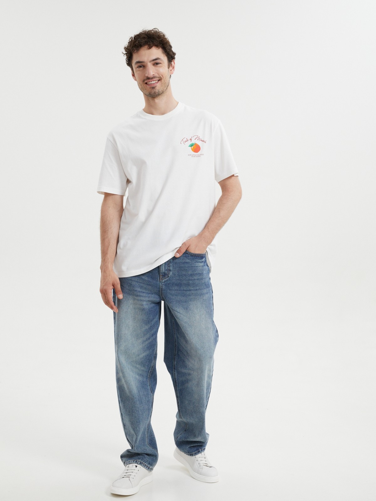 Новогодняя футболка из хлопка с принтом