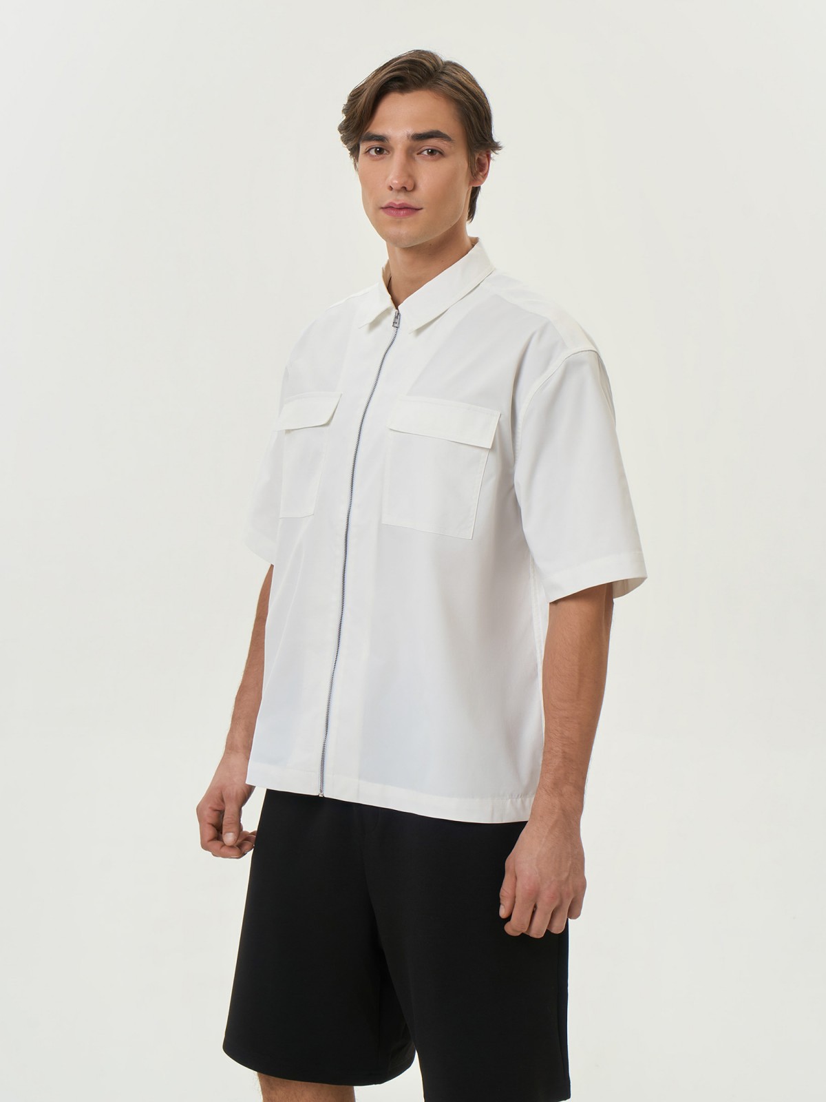Рубашка на молнии с коротким рукавом