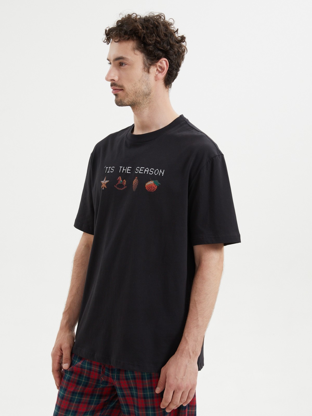 Новогодняя футболка из хлопка с принтом