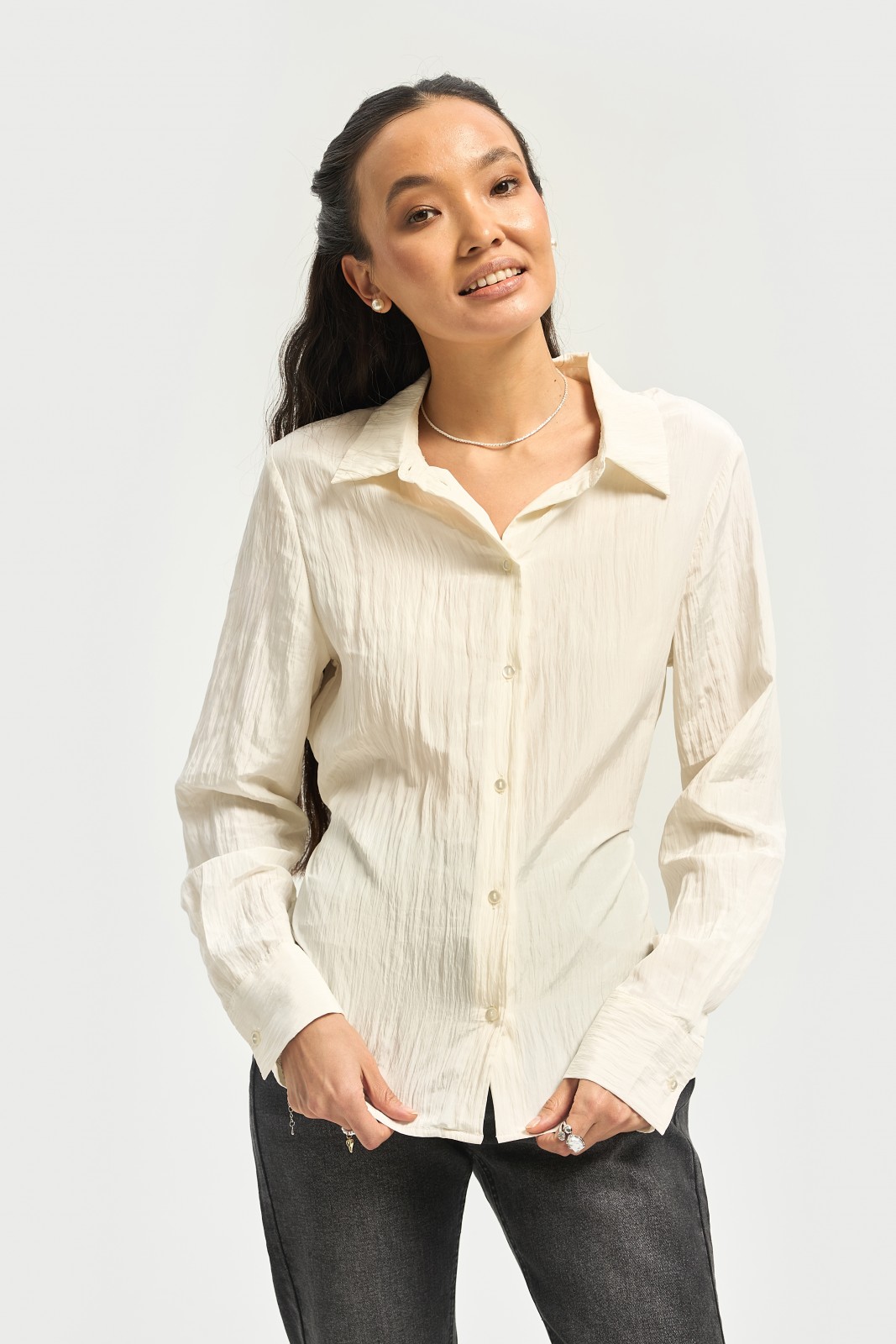 Рубашка с длинным рукавом и поясом