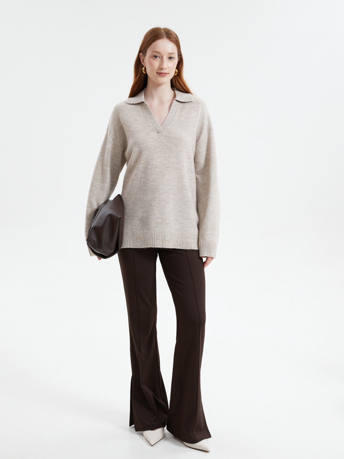 Вязаный джемпер с воротником поло