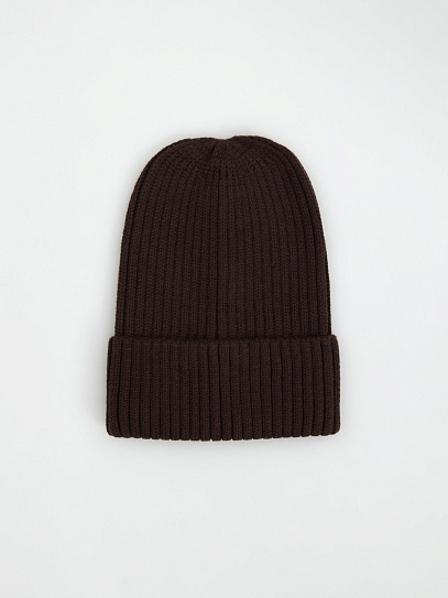 Вязаная шапка-бини с отворотом