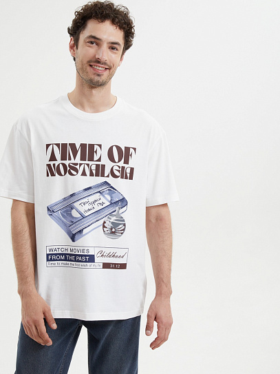 Новогодняя футболка из хлопка с принтом