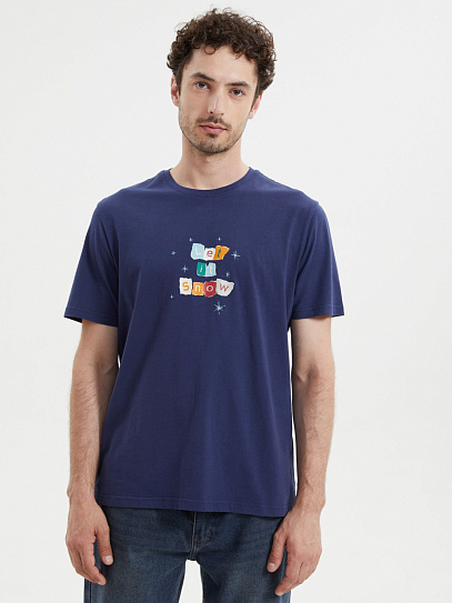 Новогодняя футболка из хлопка с принтом