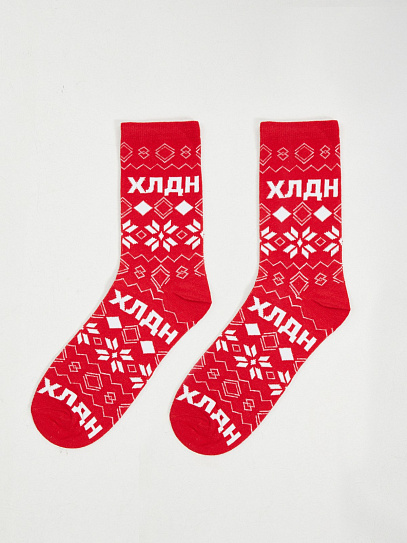 Высокие носки с зимним узором