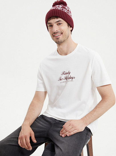 Новогодняя футболка из хлопка с принтом