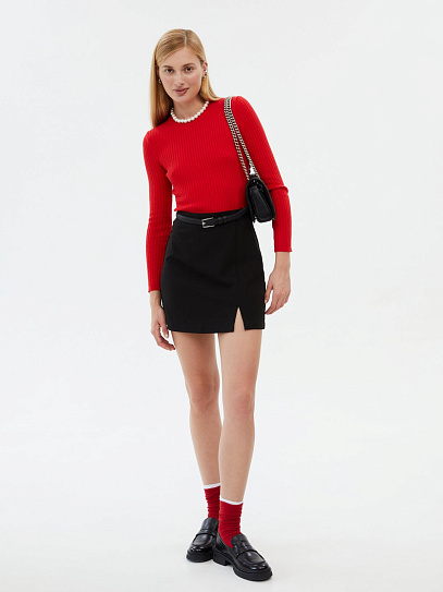 Юбка длины мини с разрезом