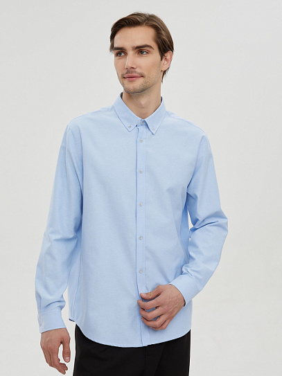 Офисная прямая рубашка с длинным рукавом