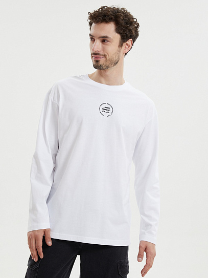 Лонгслив из хлопка с принтом на спине