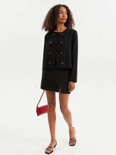 Твидовая юбка длины мини с разрезом