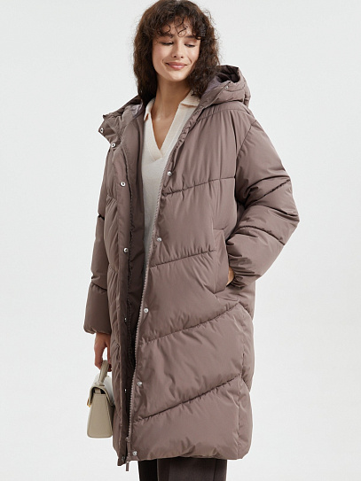 Тёплая куртка-пальто с капюшоном