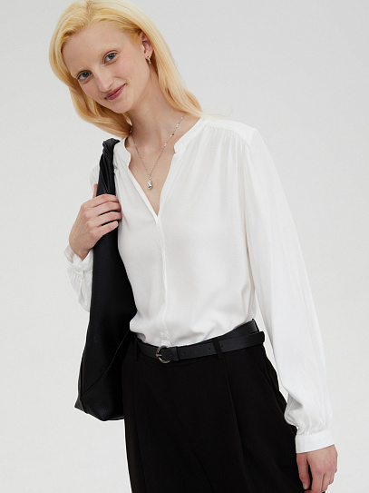 Офисная рубашка из вискозы с длинным рукавом