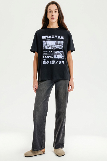 Футболка оверсайз из хлопка с принтом