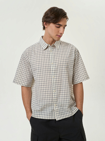 Рубашка с коротким рукавом и узором в клетку