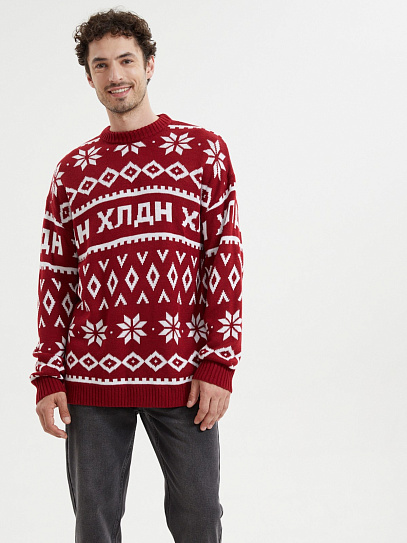 Вязаный джемпер из акрила с новогодним узором