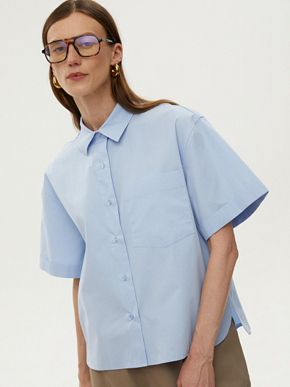 Рубашка оверсайз из хлопка с коротким рукавом