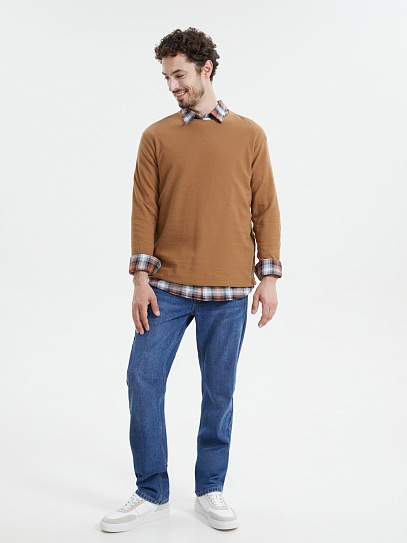 Однотонный лонгслив с длинным рукавом