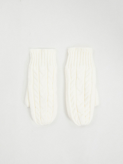 Тёплые вязаные варежки с косами