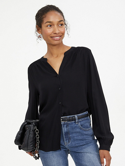 Офисная рубашка из вискозы с длинным рукавом