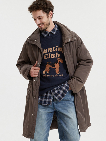 Тёплая куртка-парка на молнии с капюшоном