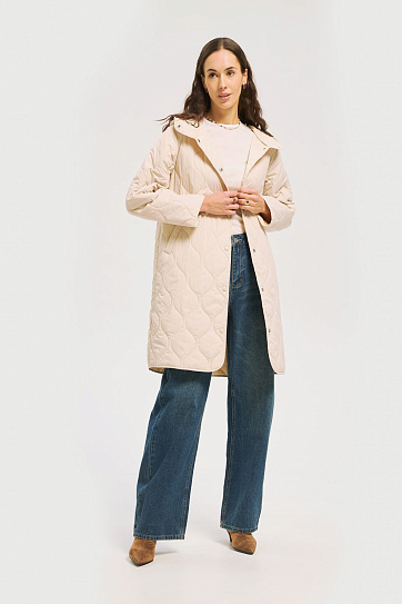 Утеплённая куртка-пальто с капюшоном