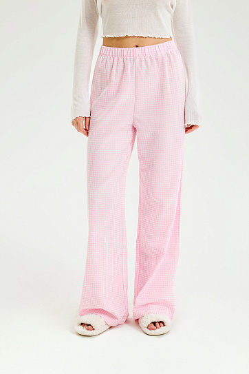 Прямые брюки на резинке с принтом