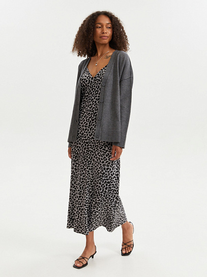 Леопардовое платье-комбинация на бретельках