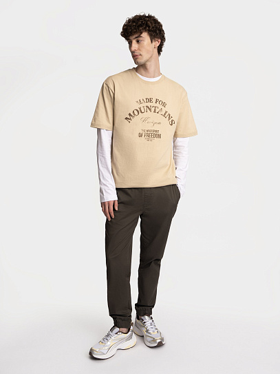 Прямые брюки-джоггеры из хлопка на резинке