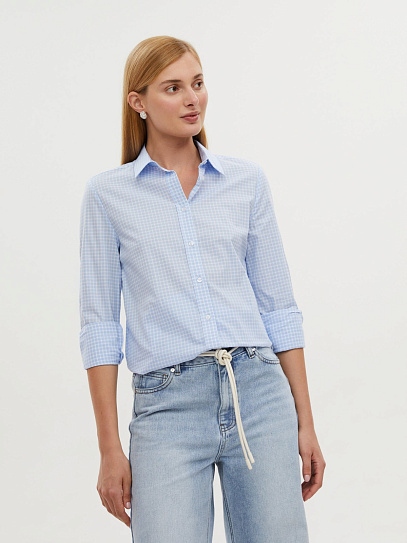 Рубашка из хлопка в клетку с длинным рукавом