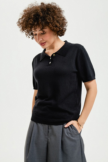 Вязаный джемпер с отложным воротником поло