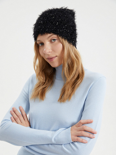 Шапка-бини без отворота с блёстками