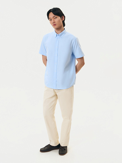 Рубашка прямого силуэта с коротким рукавом