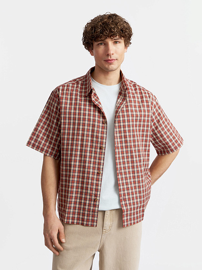 Рубашка с коротким рукавом и узором в клетку