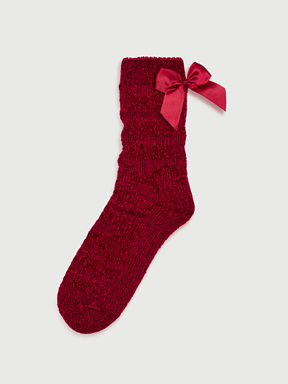Вязаные носки с бантиками