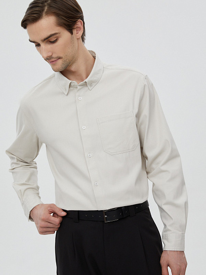 Прямая рубашка из хлопка с длинным рукавом