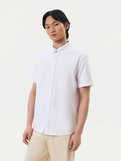 Рубашка прямого силуэта с коротким рукавом