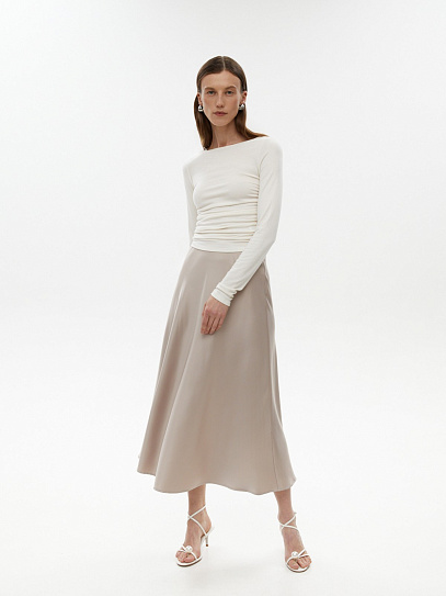 Сатиновая юбка миди на резинке