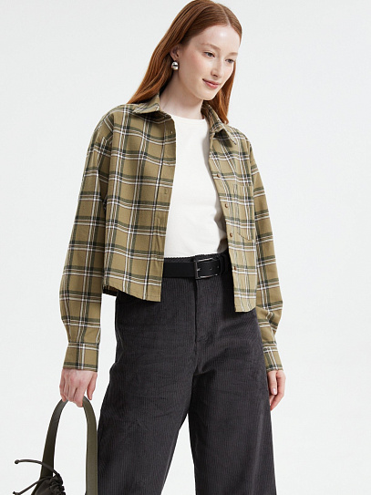 Укороченная фланелевая рубашка в клетку