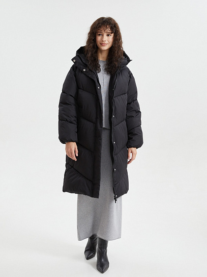 Тёплая куртка-пальто с капюшоном