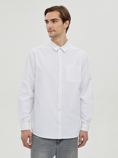 Офисная прямая рубашка с длинным рукавом